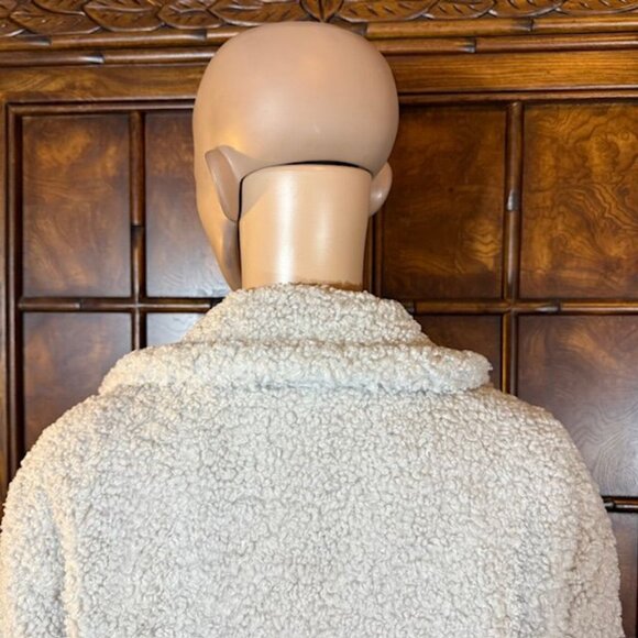 G by Giuliana Black Label Pale Gray Faux Shearling Teddy Double Breast Long Coat - Picture 12 of 15